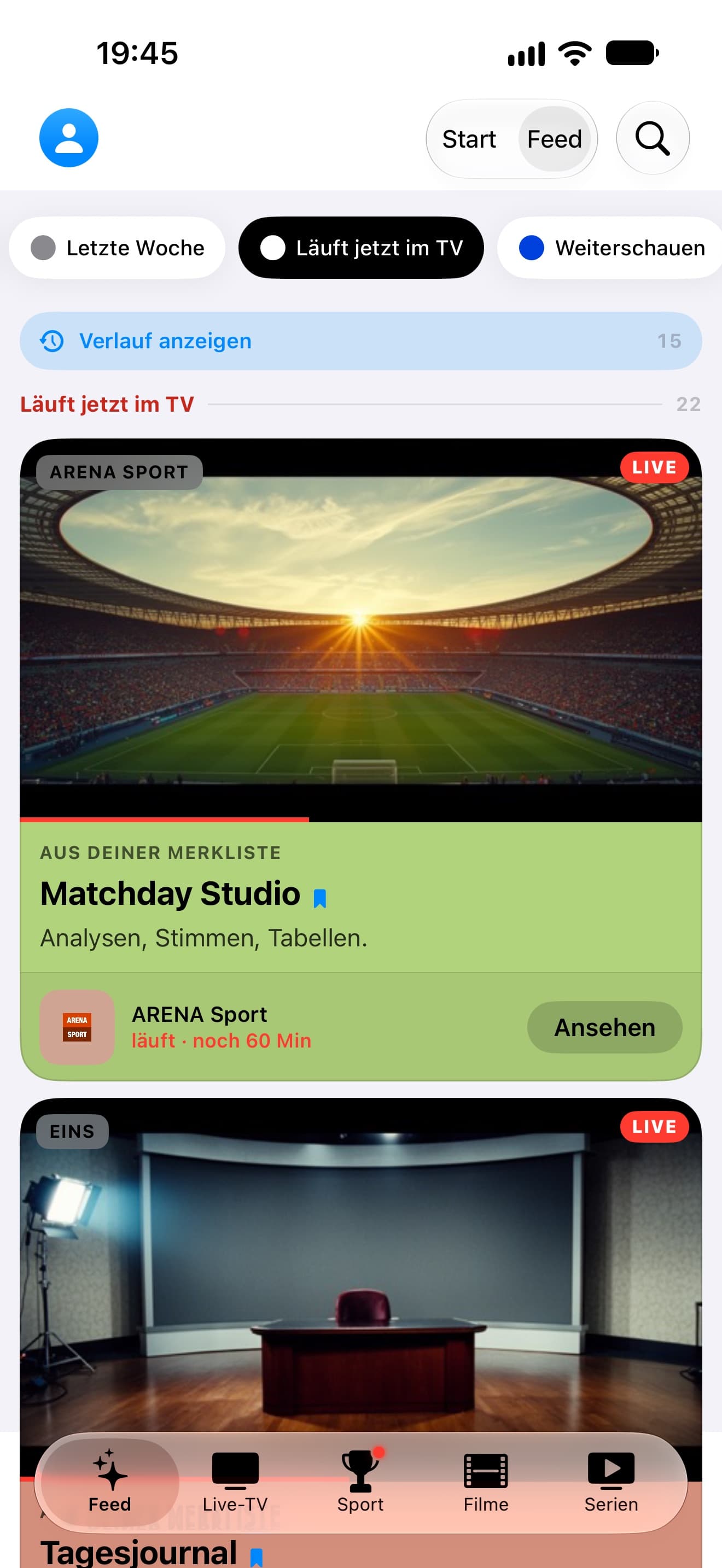 Der Feed auf dem iPhone: was jetzt läuft, Weiterschauen und neue Folgen in einem Strom